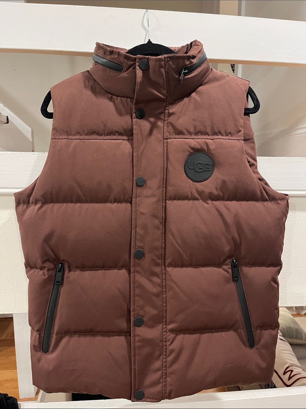 UGG Down Puffer Vest Maroon/Brown - Men's S / Fits Women's M